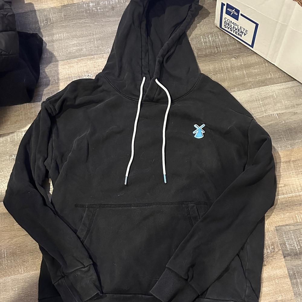Dutch Bros Black Hoodie with Blue and White Graphics